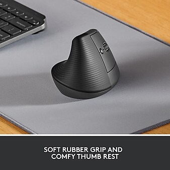 Logitech Lift Vertical Ergonomic Wireless Optical Mouse, Graphite (910-006466)