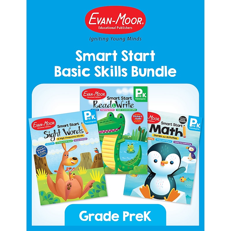 Evan-Moor Smart Start Acvitity Book Basic Skills Bundle, Grade PreK Workbook, 3 Books/Set image 1