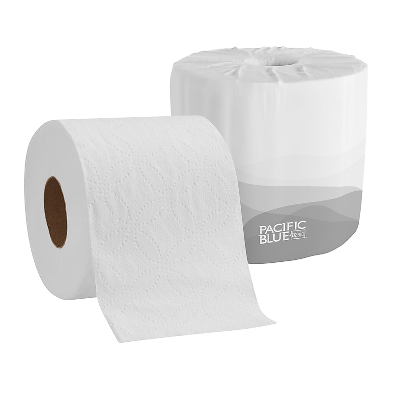 Pacific Blue Basic Standard Toilet Paper, 2-Ply, White, 550 Sheets/Roll, 80 Rolls/Carton (19880/01) image 1