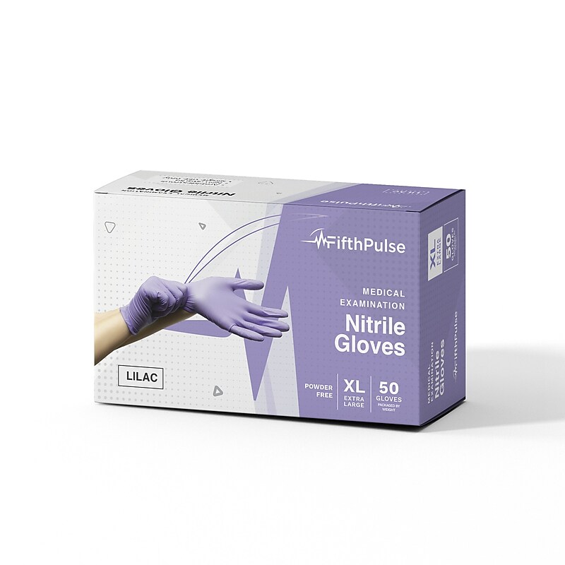 FifthPulse Powder Free Nitrile Gloves, Latex Free, X-Large, Lilac, 50/Box (FMN100177) image 1