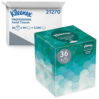 Kleenex Boutique Standard Facial Tissue, 2-Ply, 90 Sheets/Box, 36 Boxes/Pack (21270)