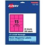 Avery Laser/Inkjet Rectangle Multipurpose Labels, 2" x 2-5/8", Neon Magenta, 300/Pack (94235)~#|#~75D6FE56-0711-4F30-9129AA168B2924A6_sc7