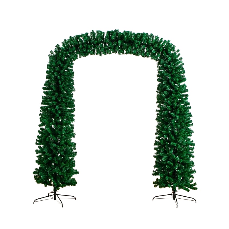 Nearly Natural 8-ft Pre-Lit Artificial Holiday Green Christmas Pine Archway with 650 Multifunction Warm White LED Lights (T4841) image 1