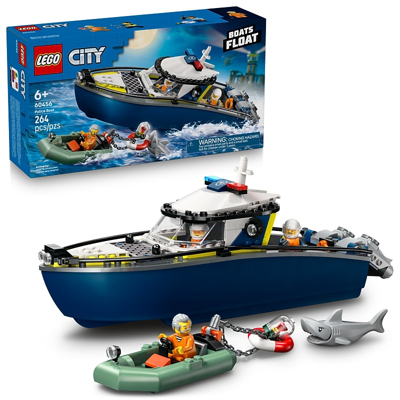 LEGO City Police Boat Chase Toy Building Set, 264 Pieces (60456) image 1