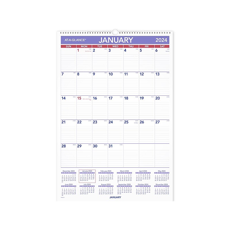 2024 AT-A-GLANCE 15.5" x 22.75" Monthly Wet-Erase Wall Calendar (PMLM03-28-24) image 1