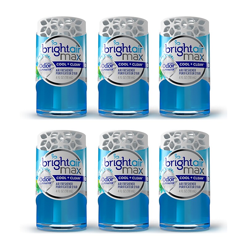Bright Air Max Odor Eliminator Air Freshener Liquid, Cool & Clean, 4 oz., 6/Carton (900439CT) image 1