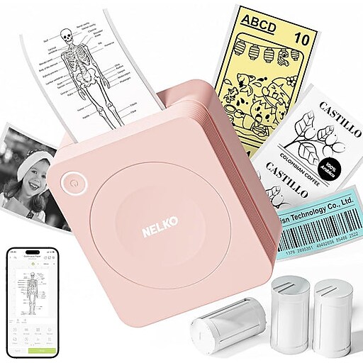 Nelko PM230 Portable Bluetooth Thermal Sticker Printer, Pink (P230PK-5435W-2R)