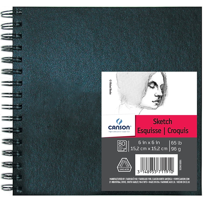 Canson Artist Series 6" x 6" Wire Bound Sketch Art Book, 80 Sheets/Book, 3/Bundle (MCX100510426-3) image 1