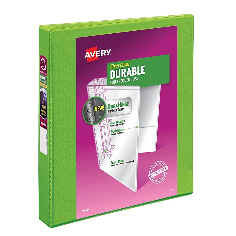 Avery 1" 3-Ring View Binders, Slant Ring, Bright Green (34153) image 1