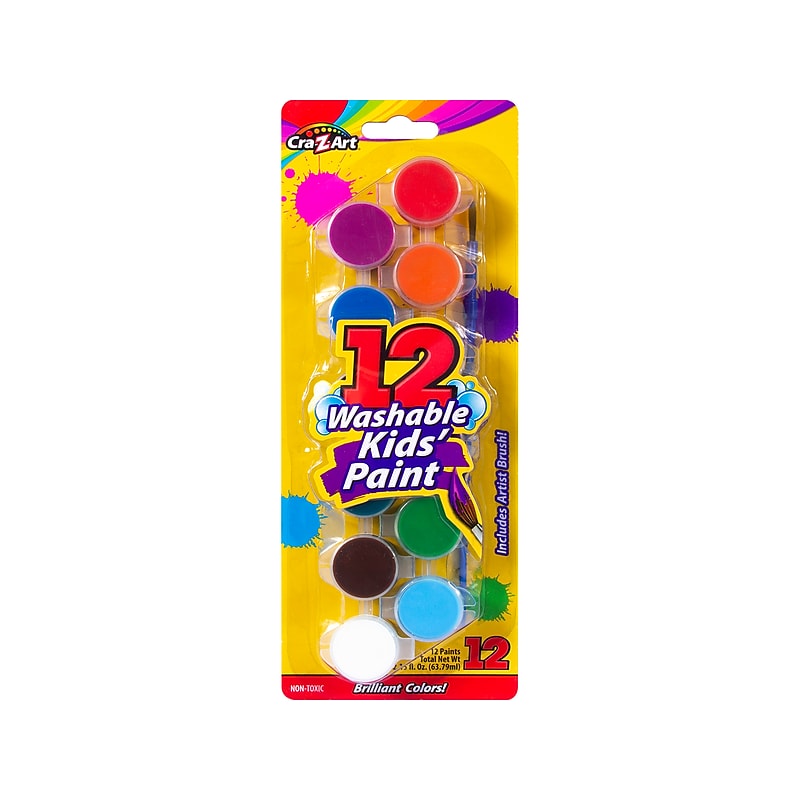 Cra-Z-Art Washable Kids' Paints, Assorted Colors, 2.15 Fl. Oz., 12/Pack (10628-24) image 1