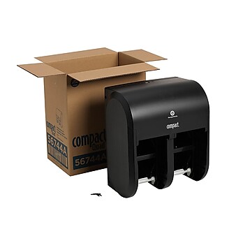 Compact® 4-Roll Quad Coreless Toilet Paper Dispenser by GP PRO, Black, 11.750” W x 6.900” D x 13.250” H (56744A)