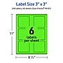 Avery Laser/Inkjet Multipurpose Square Labels, 3" x 3", Neon Green, 240/Pack (94101)~#|#~761EF3A9-E69B-4C6D-80F1FC6AD1FD945F_sc7