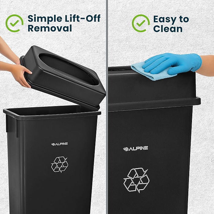 Alpine Industries Plastic Indoor Slim Commercial Trash Can with