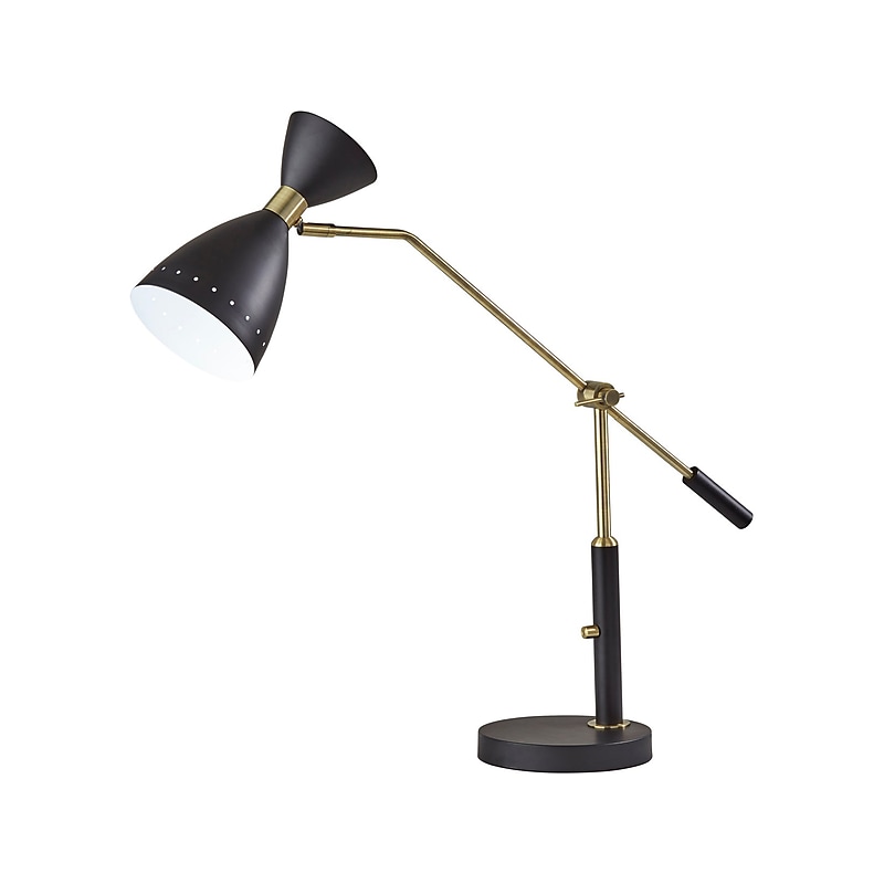 Adesso Oscar Incandescent Desk Lamp, 31.75", Matte Black/Antique Brass (4282-01) image 1