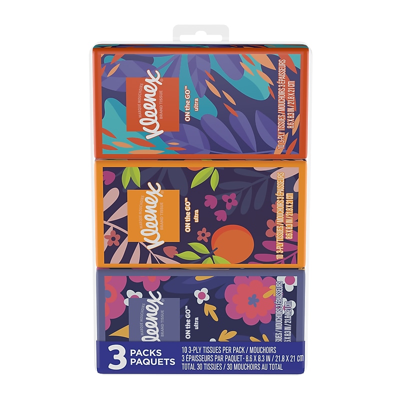 Kleenex Facial Tissue, 3-ply, 10 Tissues/Box, 3 Boxes/Pack (11976) image 1
