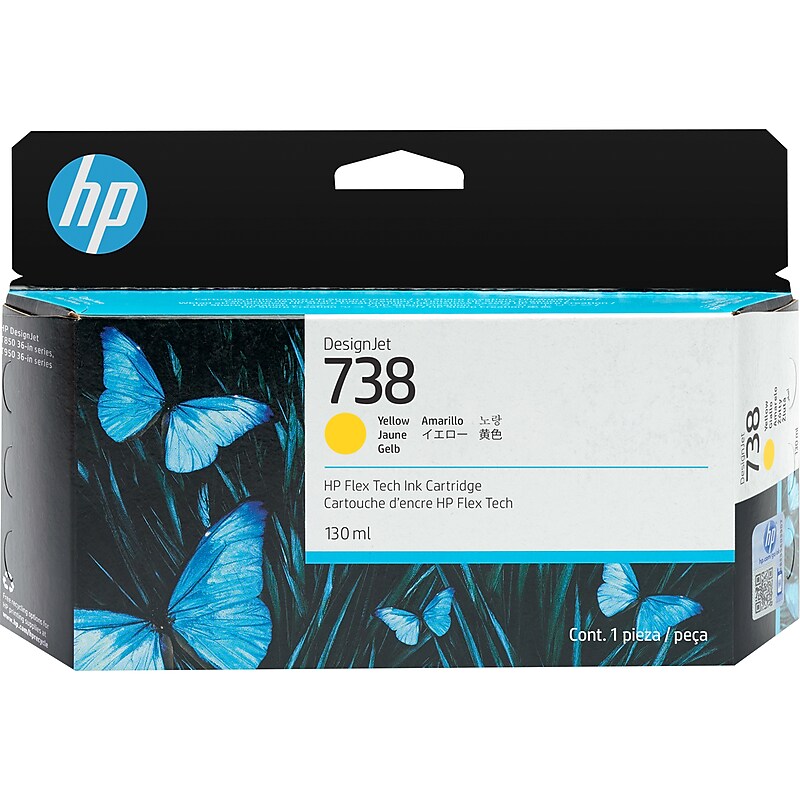 HP 738 Yellow Standard Yield Ink Cartridge (498N7A) image 1