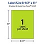 Avery Rectangle Multipurpose Labels, 8.5" x 11", Bright Green, 80/Box (94269)~#|#~765E1C7D-AAB9-4186-A46039E6E3AB43F5_sc7