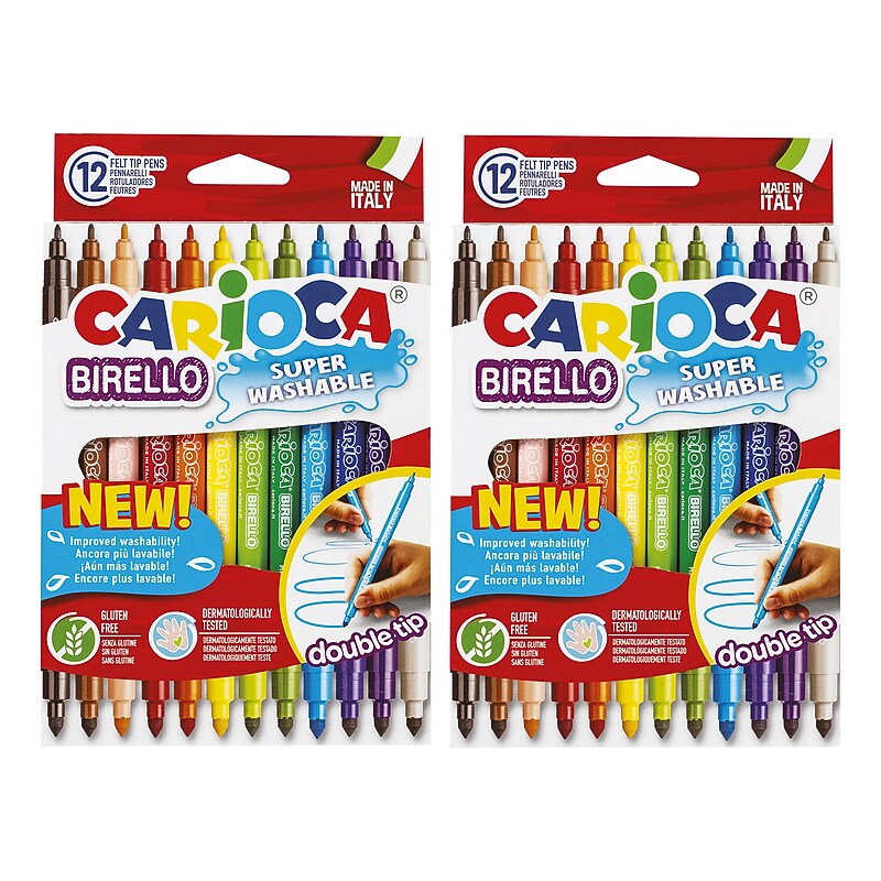 CARIOCA Birello Washable Kids Markers, Twin Tip, Assorted Colors, 12/Pack, 2/Bundle (CRA41457-2) image 1