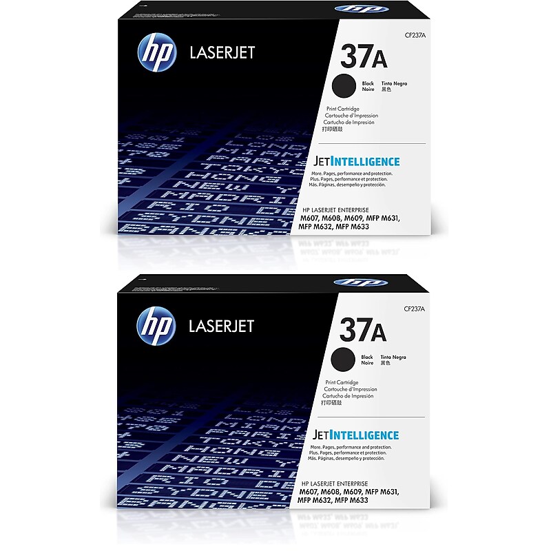 HP 37A Black Standard Yield Toner Cartridge, 2/Pack (CF237A-2PK-VB) image 1