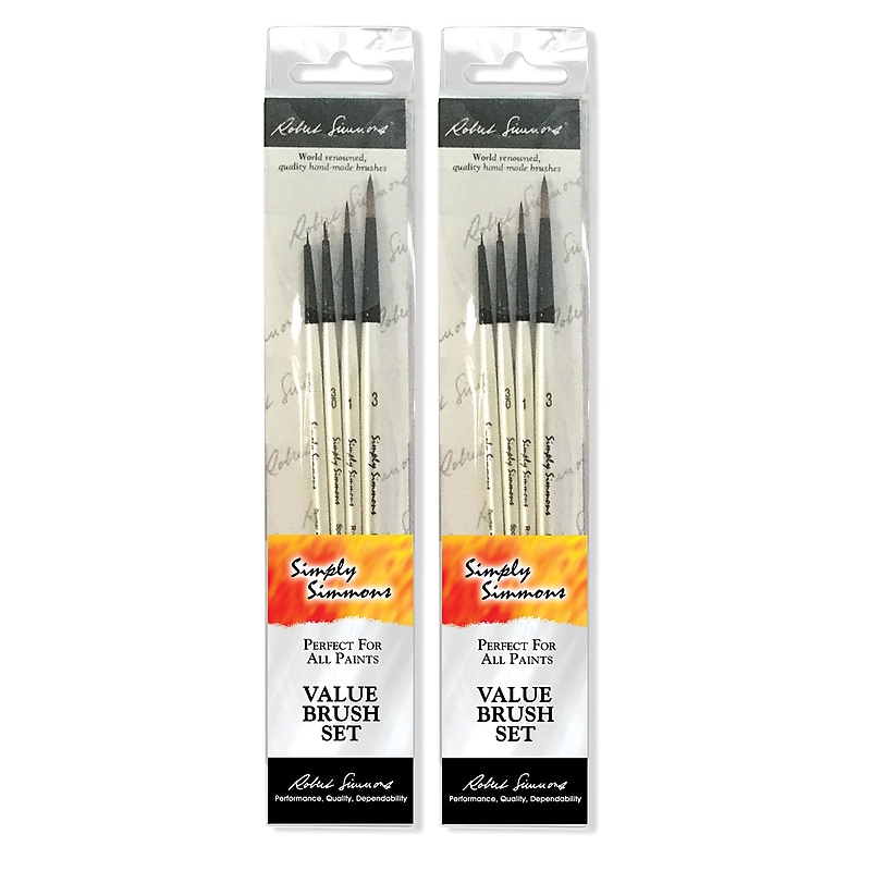 Daler-Rowney Simply Simmons Dot the Eyes Mixed Media Synthetic Brushes, 4/Set, 2 Sets/Bundle (DRWD255400007-2) image 1