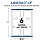 Avery Laser/Inkjet Square Multipurpose Labels, 3" x 3", White, 60/Pack (S00-DKR)~#|#~76700B81-6142-4BD8-B53729F9E1C14497_sc7
