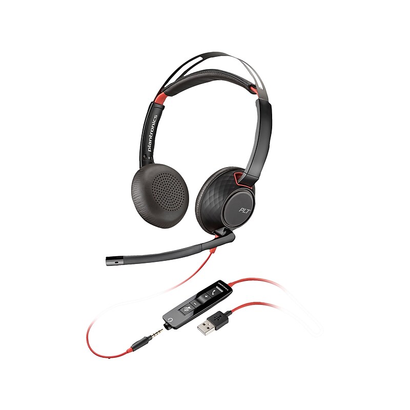 Poly Blackwire C5220 Noise Canceling Stereo On Ear Headset, USB/3.5mm, MS Certified (7S4L8AA) image 1