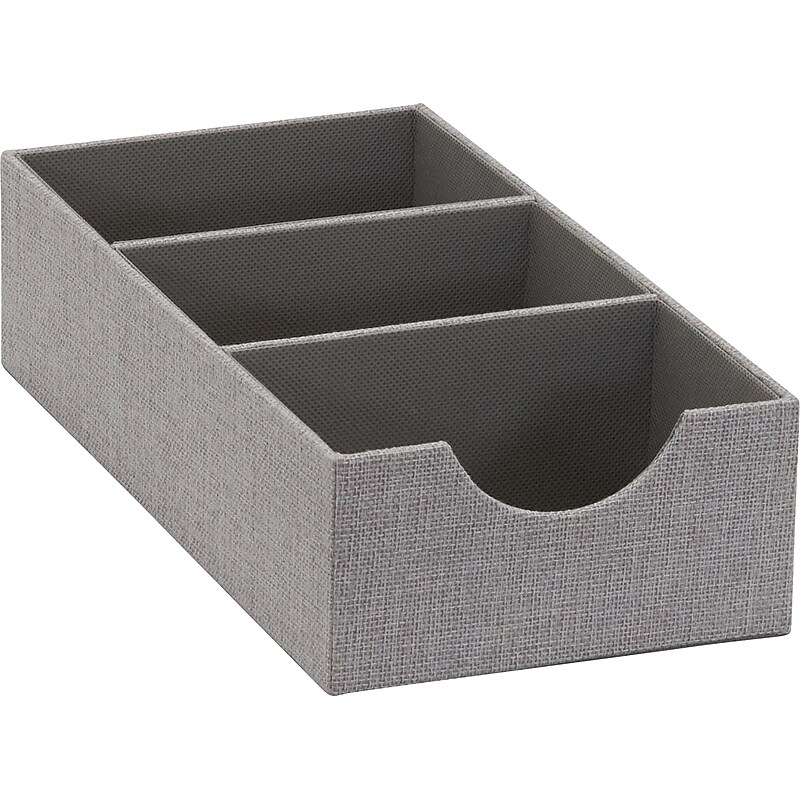 Household Essentials 3-Compartment Cardboard/Poly Linen/Nonwoven PP Drawer Organizer, Gray (727-1) image 1