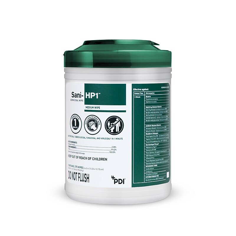 PDI Sani-HP1 Disinfecting Wipes, 275 Wipes/Canister (P62572) image 1