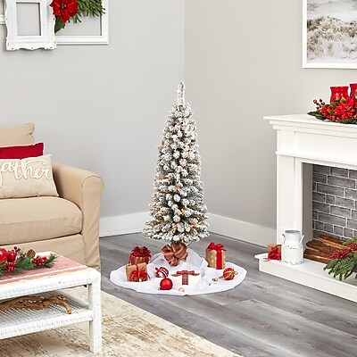 Nearly Natural 4' Flocked Pencil Artificial Christmas Tree - Thumbnail 4