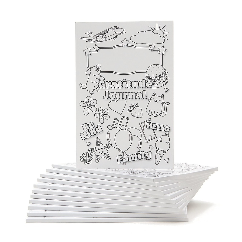 S&S Color-Your-Own Gratitude Guided Journal, 6" x 9", White, 100 Pages, 12/Pack (PE224612) image 1