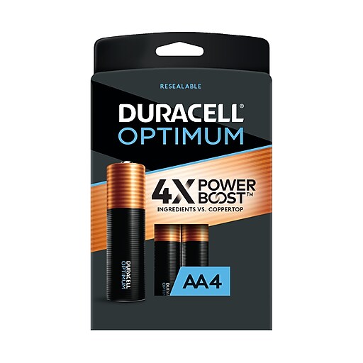 Duracell Optimum AA Alkaline Battery, 4/Pack (OPT1500B4PRT) Staples