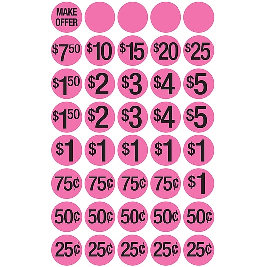 Cosco Stickers, Pink, 1000, Pack (098558) ~#|#~768AB780-0550-476B-8B29558DA37AF417_sc7