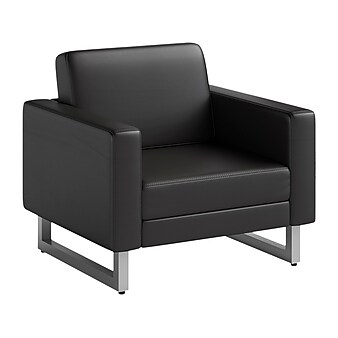 Safco Mirella Vinyl Lounge Chair, Black/Silver (1732MRL2SLVBL)