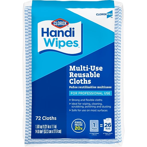 CloroxPro Handi Wipes Cotton Cleaning Cloths, Blue/White, 72