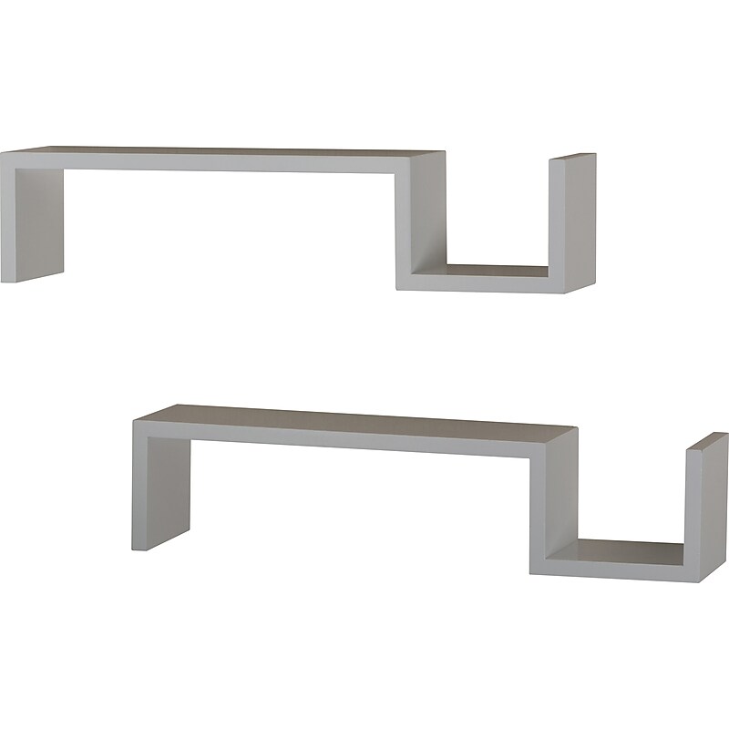 V-Light MDF Wall-Mounted Shelf, 21.5", White, 2/Pack (VW161008W) image 1