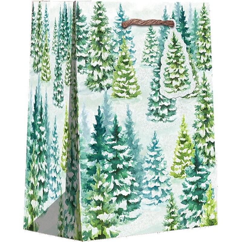 JAM Paper Snowy Trees Medium Gift Bags, 120/pack (526BXMT6241) image 1