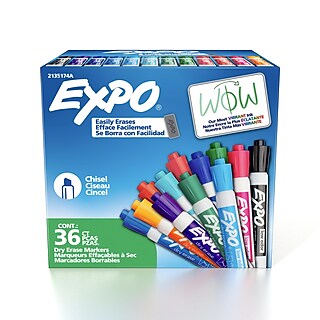 Expo Low Odor Tank Dry Erase Marker, Chisel Tip, Assorted