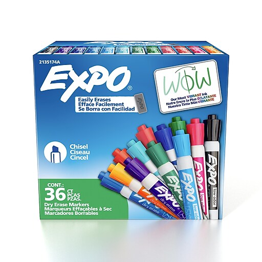 Expo Dry Erase Markers, Chisel Tip, Assorted Colors, 36/Pack