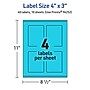 Avery Laser/Inkjet Multipurpose Rectangle Labels, 4" x 3", Bright Blue, 40/Pack (94252)~#|#~76B9C7CA-C812-44C0-A1784E777214D7E5_sc7