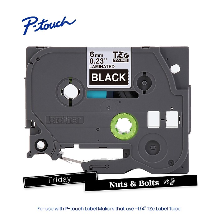 Brother P-touch Laminated Label Tape, 1/4