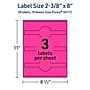 Avery Cigar Laser/Inkjet Multipurpose Labels, 2-3/8" x 8", Neon Magenta (30/Pack)~#|#~76D1C63C-75A3-4EB9-B9409025A61B0442_sc7