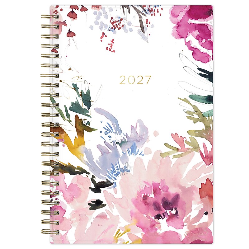 2027 Blue Sky Kelly Ventura Magenta Blooms 5" x 8" Calendar Year Weekly & Monthly Standard Planner, Plastic Cover image 1