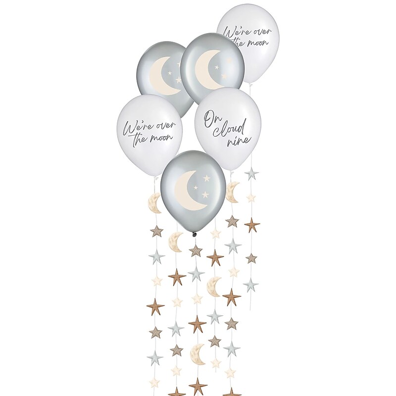 Party City Neutral Baby Shower 12" Latex Balloons with Tails, 6/Pack (AM111809-NS) image 1