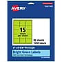 Avery Laser/Inkjet Multipurpose Rectangle Labels, 2" x 2-5/8", Bright Green, 1200/Box (94235)~#|#~76DCB71D-4D3E-481B-890C51A9CFD1DA3E_sc7