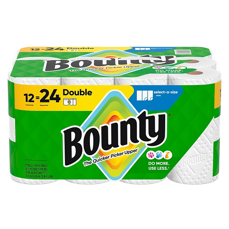 Bounty Select-A-Size Double Roll Paper Towels, 2-ply, 82 Sheets/Roll, 12 Rolls/Pack (66541/06130) image 1