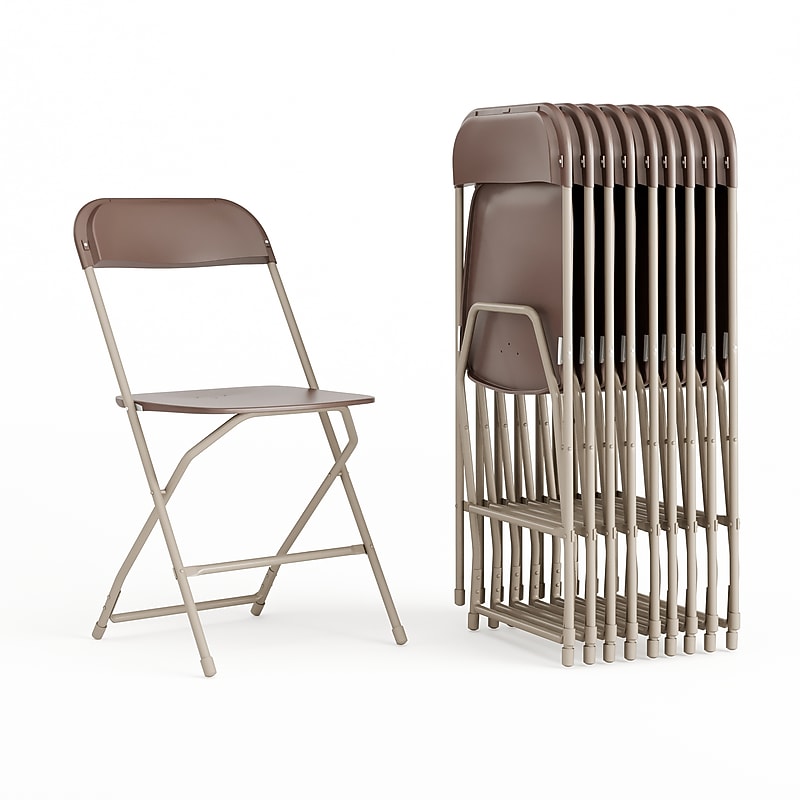 Flash Furniture HERCULES Plastic Folding Chair, Premium Brown, 40/Pack (40LEL3BRN) image 1
