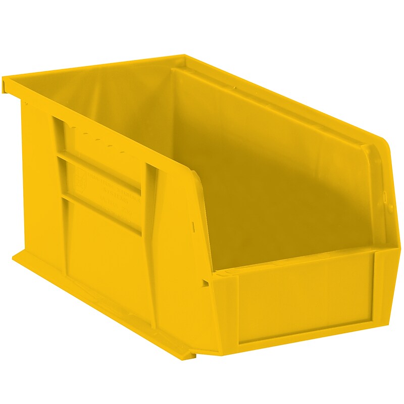 Partners Brand Stack and Hang Large Stackable Plastic Storage Bin, 18" x 9"x 8.25", Yellow, 6/Carton (BINP1889Y) image 1