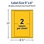 Avery Laser/Inkjet Rectangle Multipurpose Labels, 5" x 6", Bright Yellow, 80/Pack (94257)~#|#~76F7AFB8-AF94-411D-9F30FC90EA2E7D7F_sc7