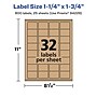 Avery Laser/Inkjet Rectangle Multipurpose Labels, 1.25" x 1.75", Kraft Brown, 800 Labels/Pack ( 94226)~#|#~76F85FDF-94C7-4CDE-869D7D9836FF01AD_sc7
