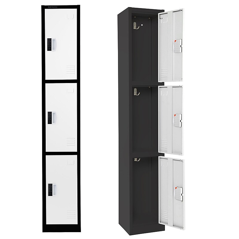 AdirOffice 72"H 3-Tier Black/White Storage Locker (ADI629-203-B-W-DL) image 1